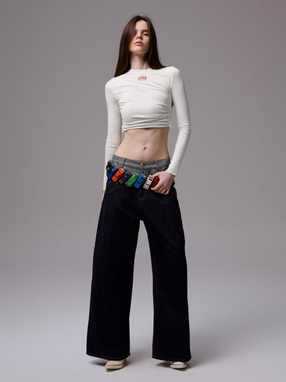 Ruched Crewneck Long-Sleeve Blouse