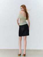 Studded Denim Pencil Skirt