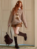 Animal Jacquard Embroidered Knit Sweater