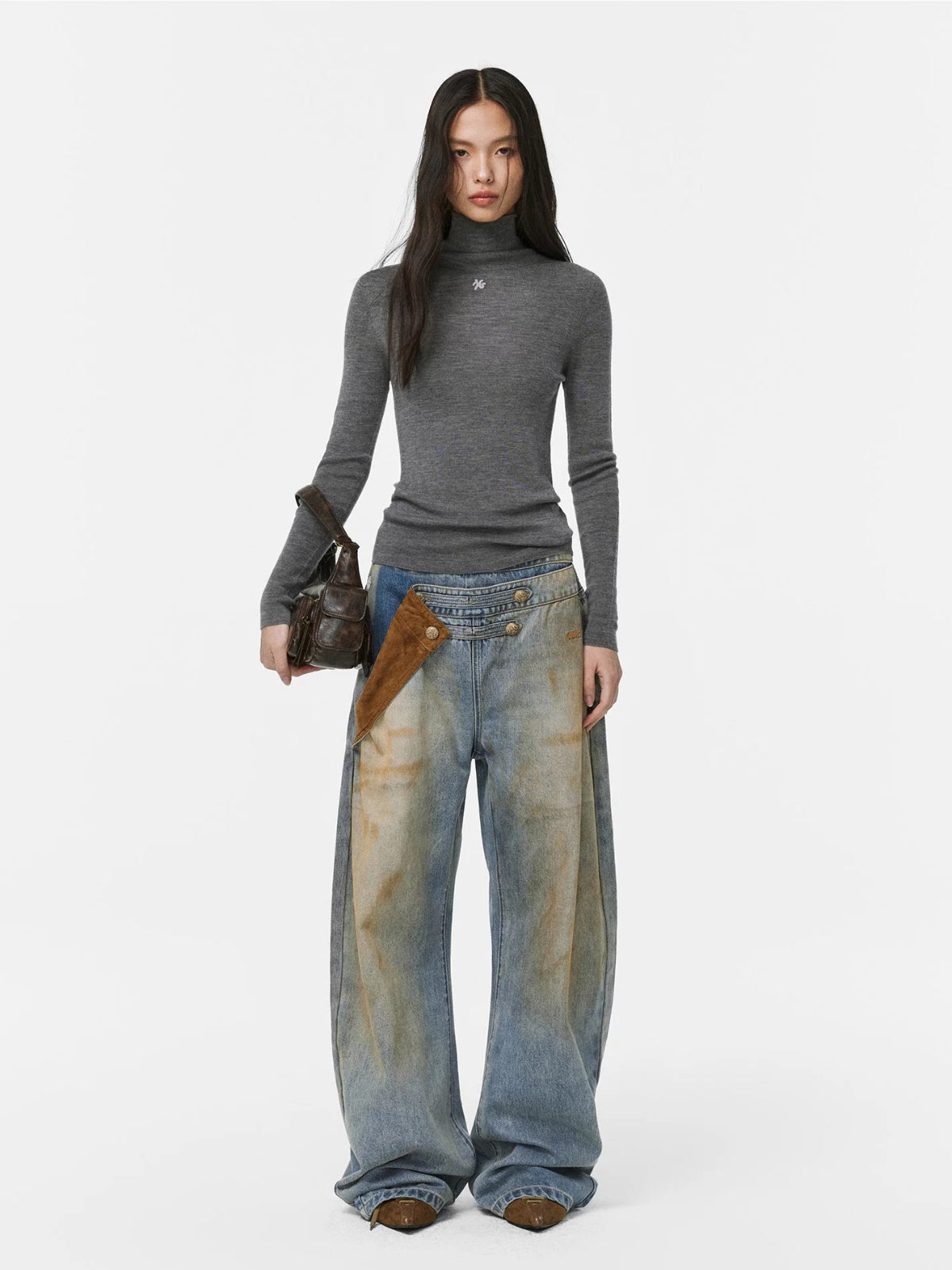 Cloud Fir Wool Turtleneck Knit Top