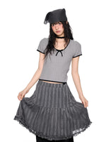 Bow Knit Short Sleeve Top