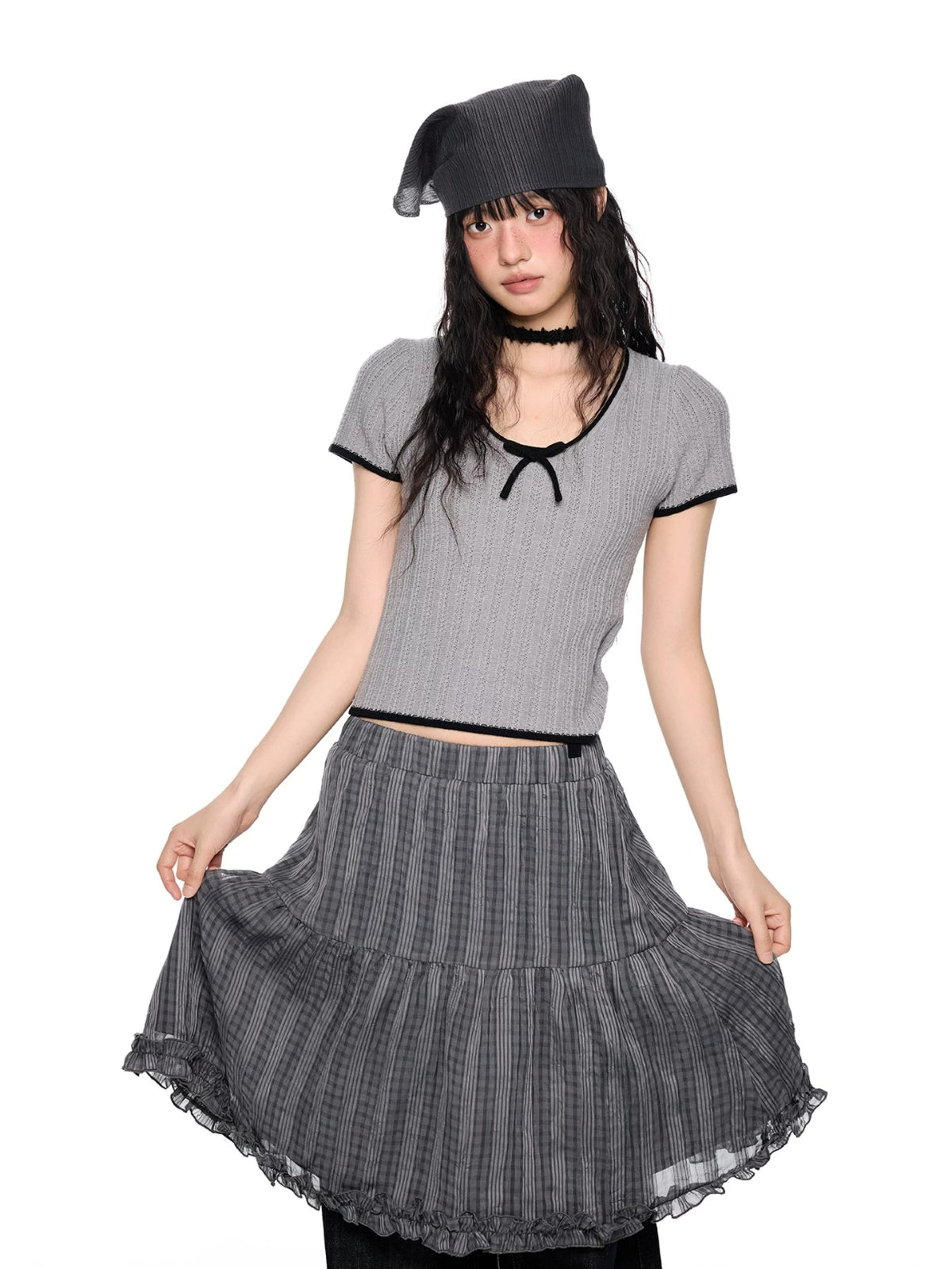 Bow Knit Short Sleeve Top