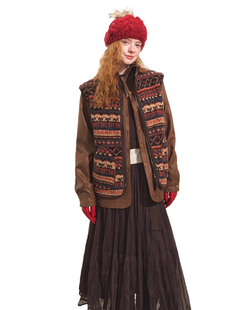 Fair Isle Patterned Fleece Vest