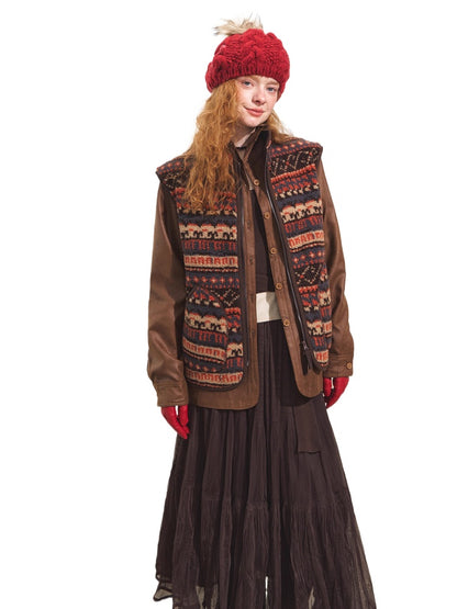 Fair Isle Patterned Fleece Vest