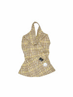 Plaid Halter Neck Backless Tank Top & Midi Skirt Set