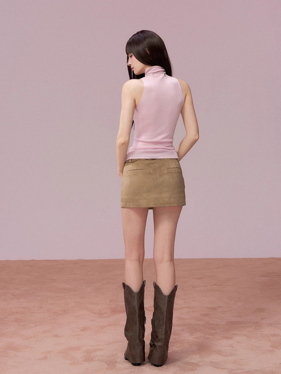 High Neck Sleeveless Knit Top