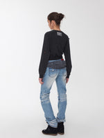 Washed Distressed Knight Cat Graphic Sweatshirt