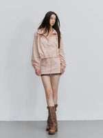 Pink Ruffle Hooded Jacket