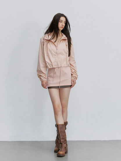 Pink Ruffle Hooded Jacket