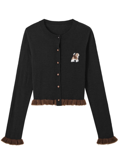 Fluffy Puppy Ruffle Knit Cardigan