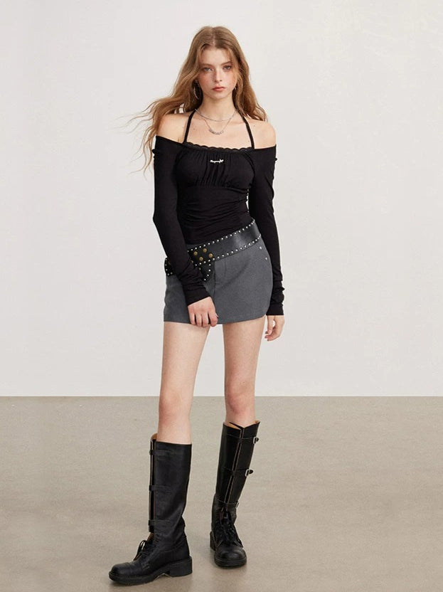 Ruched Tie Long Sleeve Top