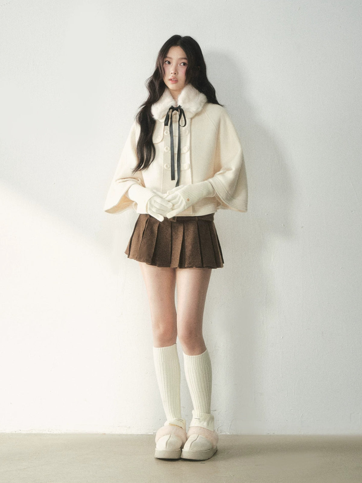 Vintage Brown Pleated Mini Skirt