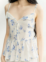 White Floral Tie Cami Top