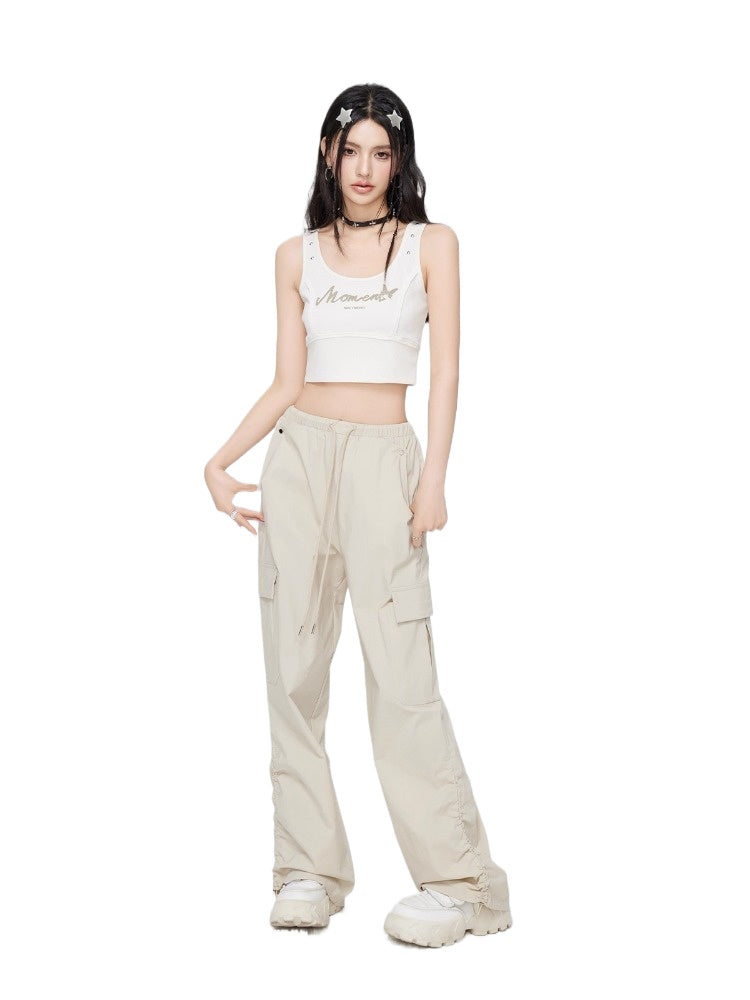 Ruched Sun Protection Utility Wide-Leg Pants