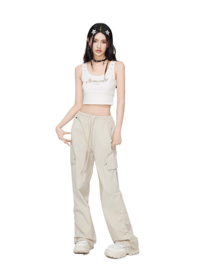 Ruched Sun Protection Utility Wide-Leg Pants