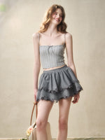 Embroidered Wool Hollow Cardigan & Tank Top Set