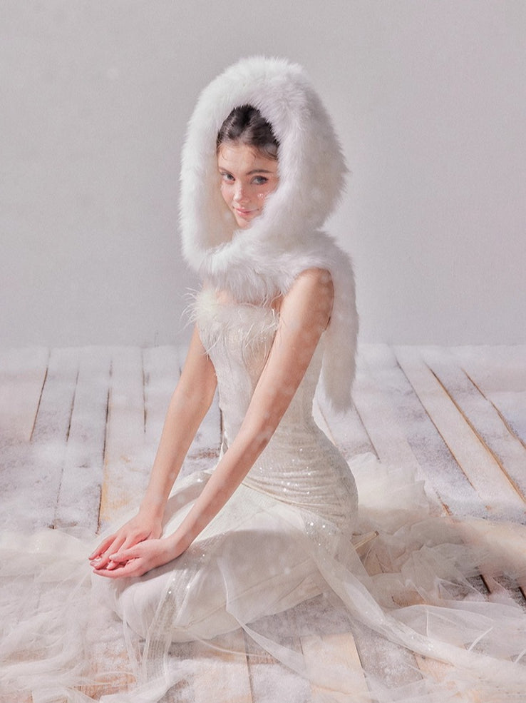 Sequin Mesh Fishtail Dress