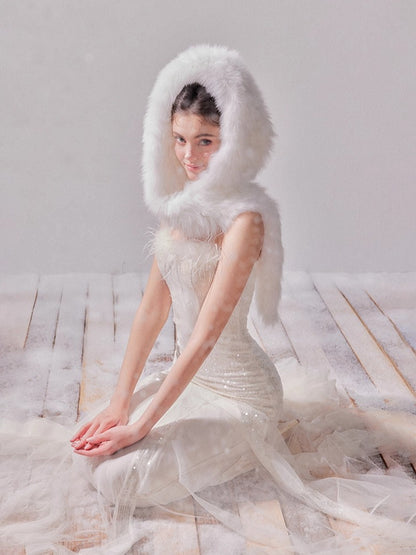 Sequin Mesh Fishtail Dress