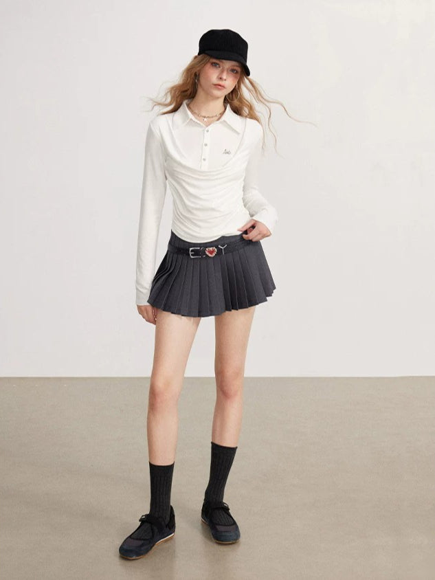 Off-white &amp; Black Layered Polo Top