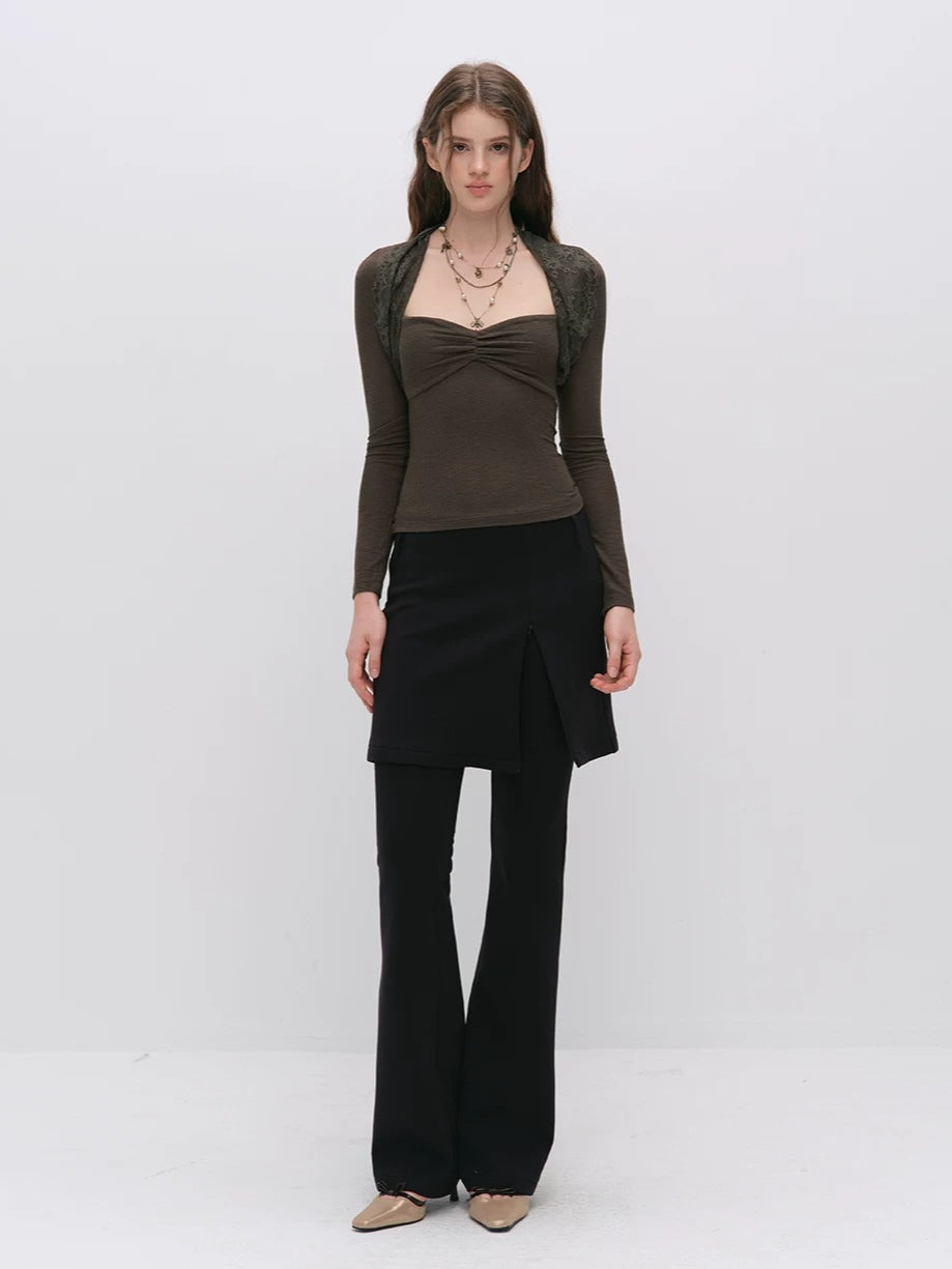Lace Panel Square Neck Top