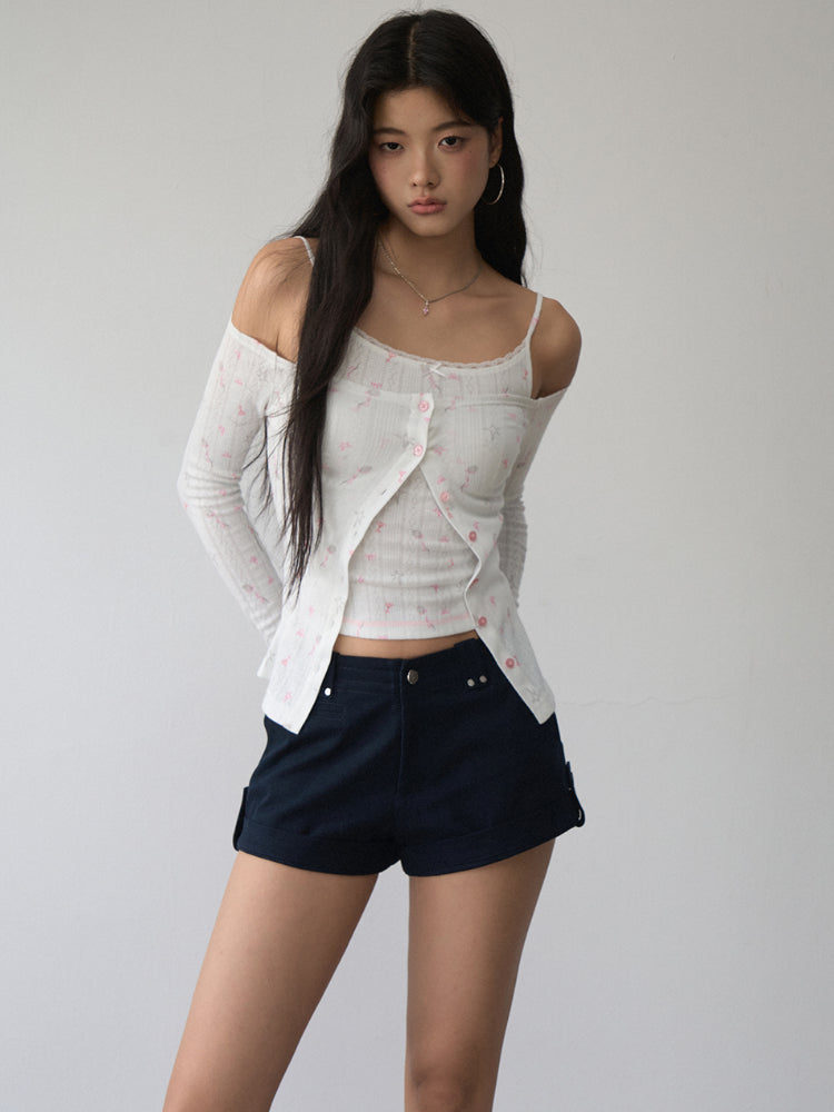 Rivet Cuffed Cargo Shorts