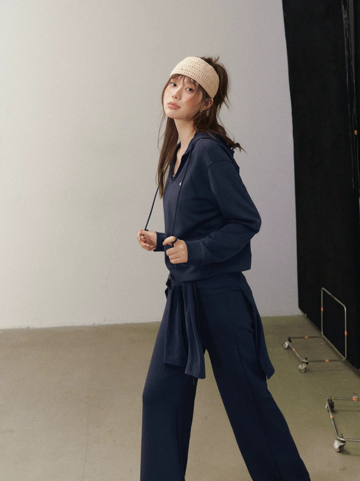 Layered Hoodie Cardigan &amp; Pants Set