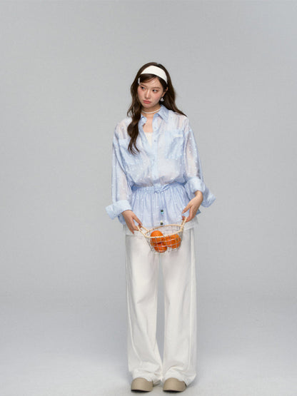 Lapel Plaid Lace-Trimmed Sunscreen Shirt