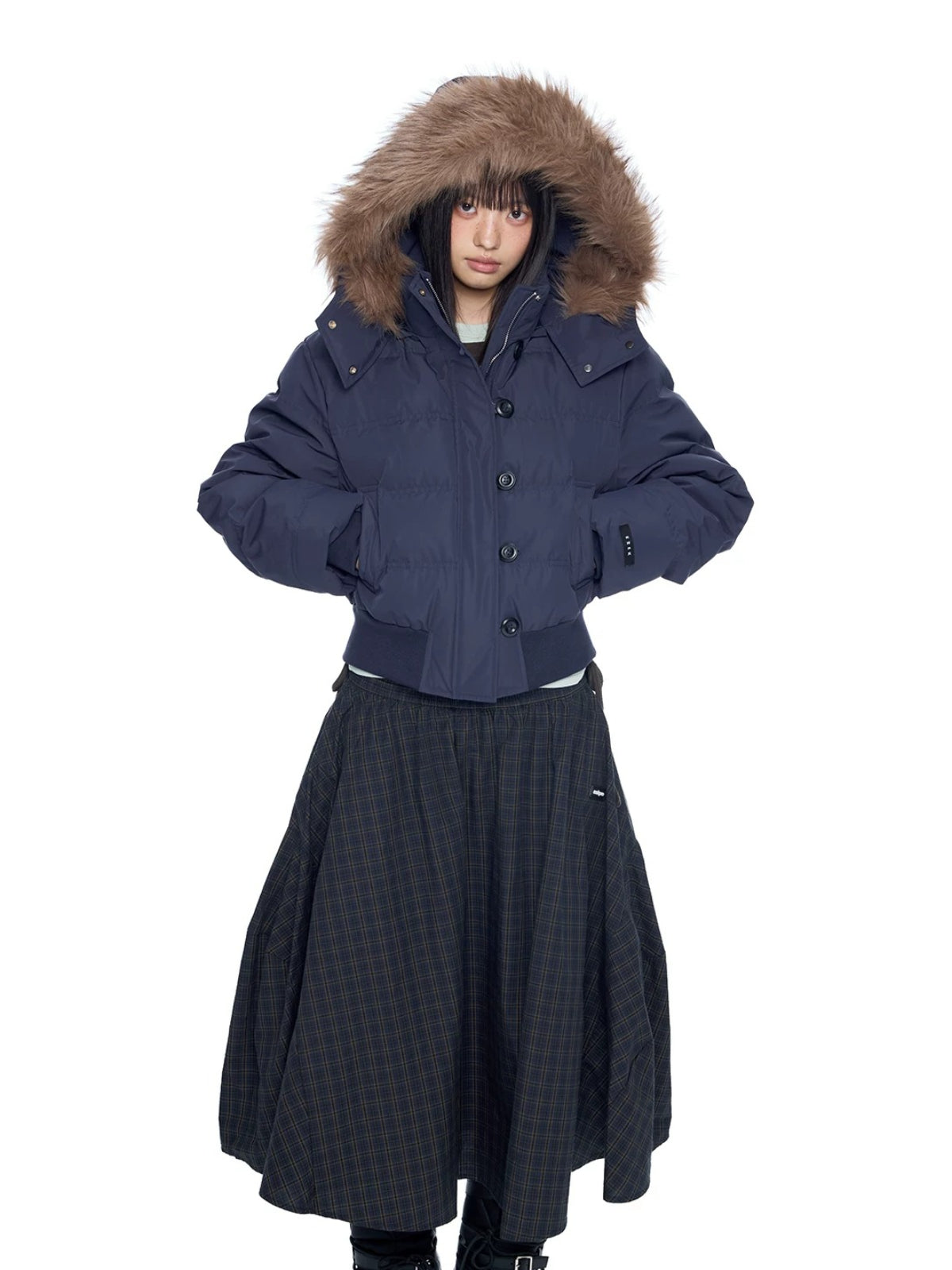 Fur Collar Hooded Cropped Down