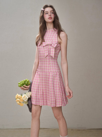 Mint &amp; Strawberry Check Halter Dress