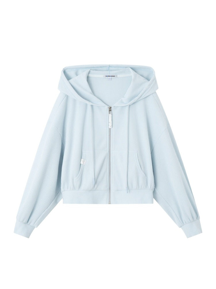 Waffle Hoodie Shorts Vest Set