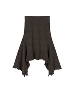 Frayed Asymmetrical Midi Skirt