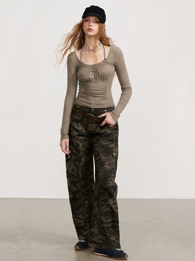Camouflage Wide Leg Pants
