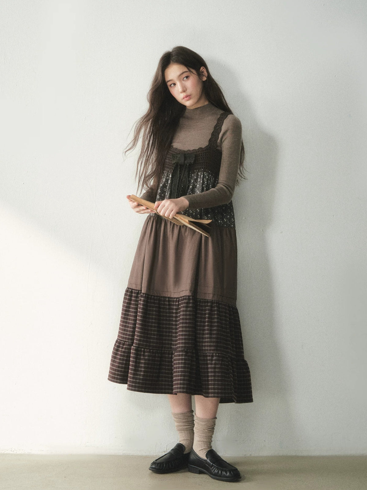 Forest Patchwork Tiered Cotton Dress