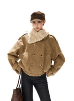 Asymmetric Fur Collar Coat