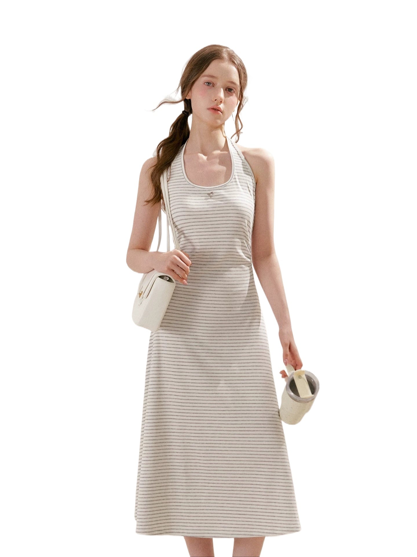 Striped Halter Midi Dress