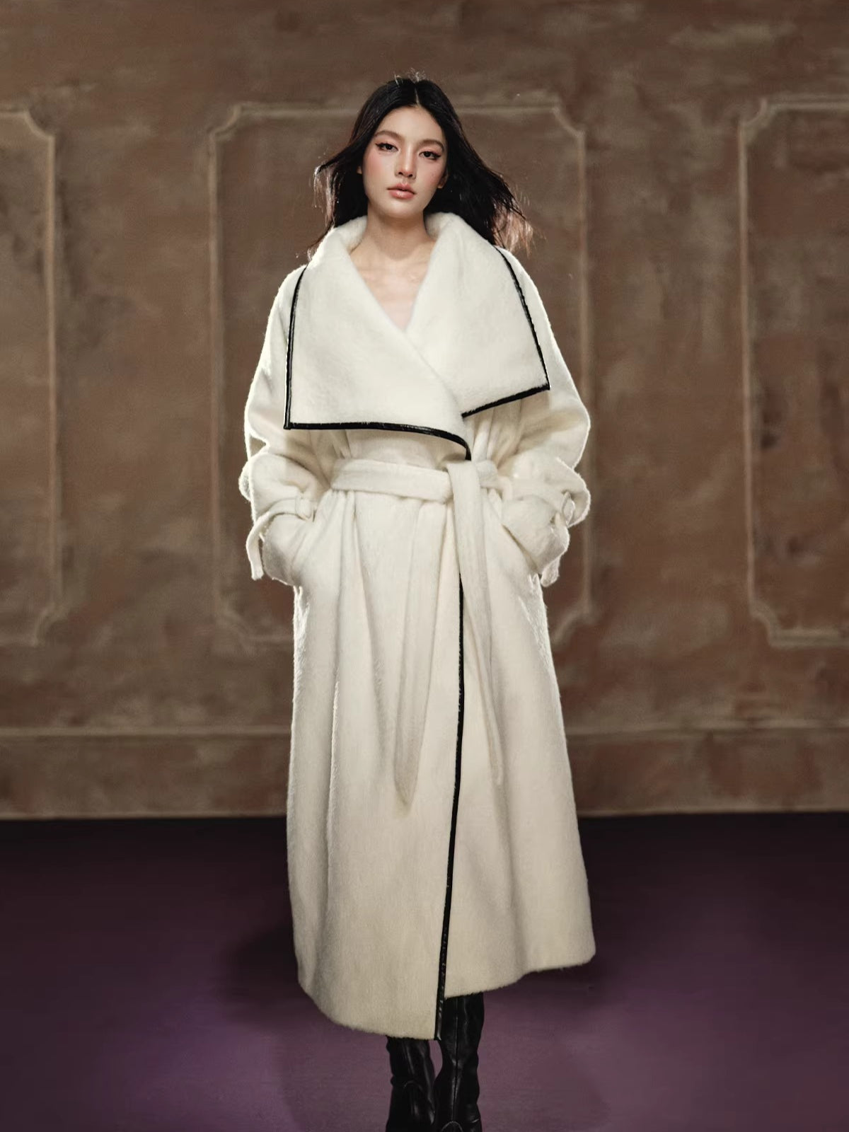 Wool-Blend Long Coat &amp; Dress Set