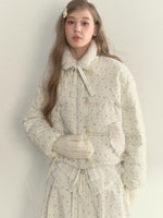 Floral Corduroy Down Jacket & Skirt Set