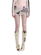 White Vintage Print Satin Skirt