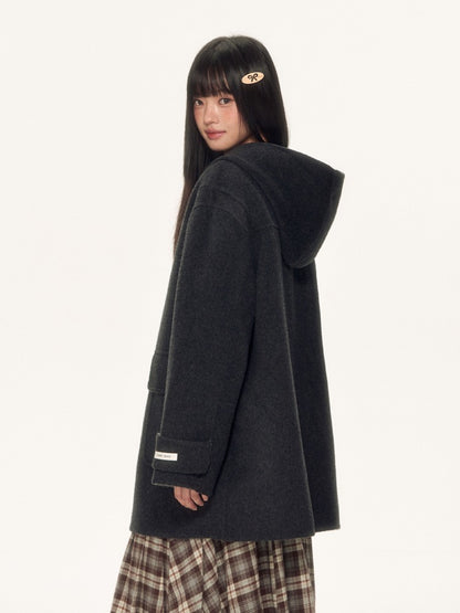 Navy Hooded Duffle Coat