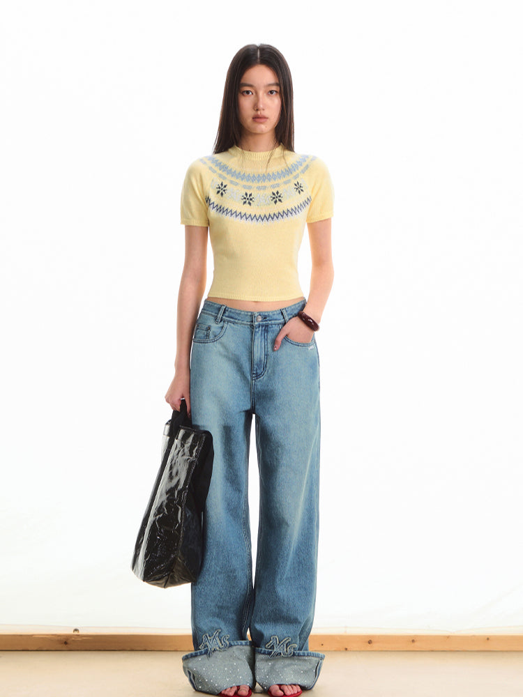 Fair Isle Jacquard Knit T-shirt