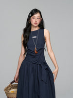 Sleeveless Tie-Waist A-Line Sundress