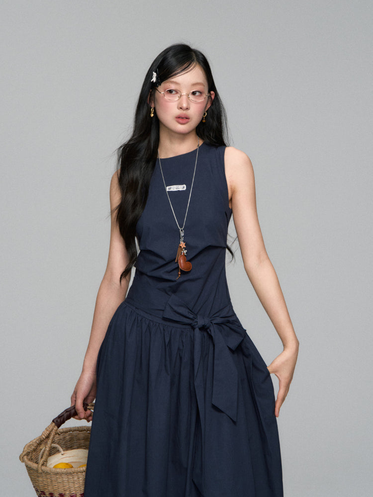 Sleeveless Tie-Waist A-Line Sundress