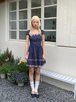 Striped Puff Sleeve A-Line Dress