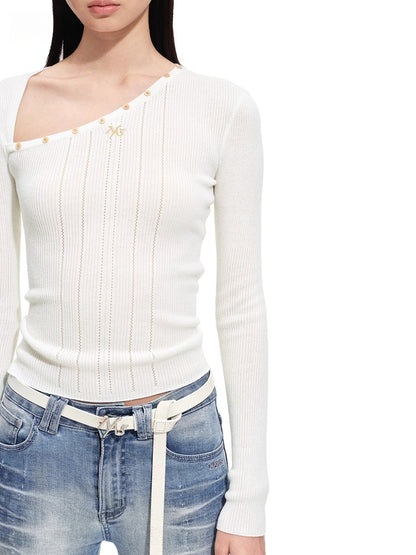 Polar Wool Blend Ribbed Knit V-neck