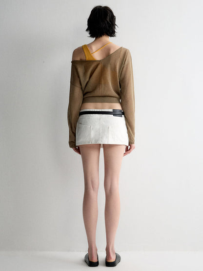 Rolled Edge Neckline Knitted Cover-Up