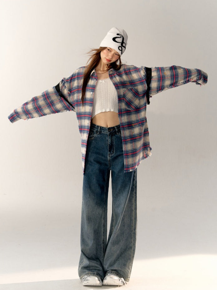 Black &amp; Blue Vintage Plaid Shirt