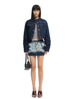Denim Stand-Collar Regular-Shoulder Short Jacket