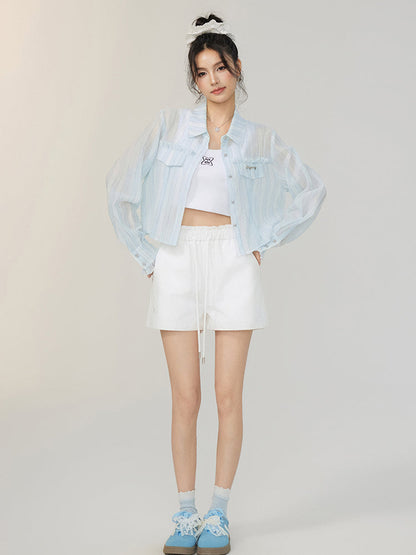Lace-Trimmed and Tied Shorts