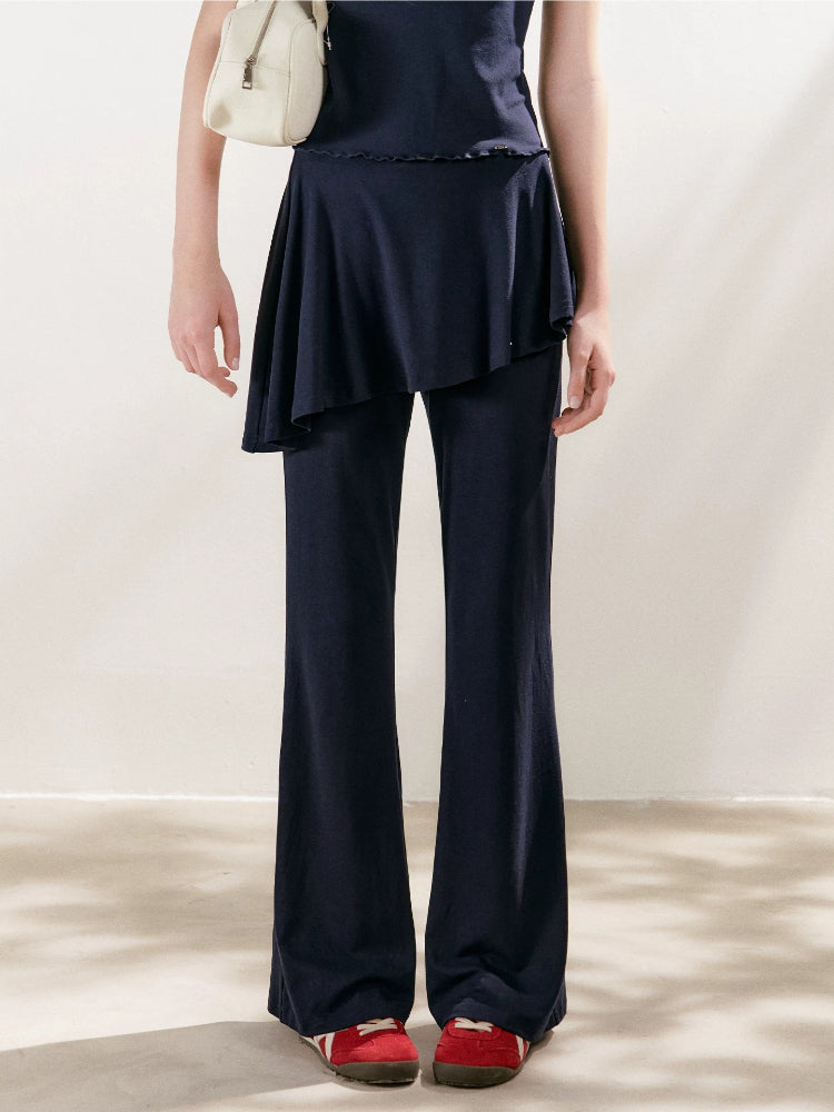 Lace U-Neck Fitted T-Shirt &amp; Pants Set