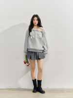 Off The Shoulder Brooch Sweatshirt